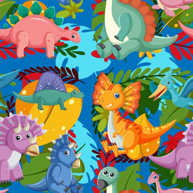 Cute dinosaur seamless pattern