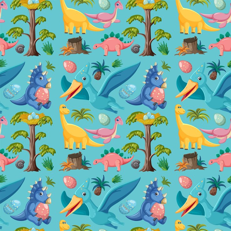 Free Vector cute dinosaur seamless pattern