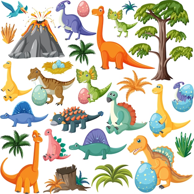 Free vector cute dinosaur seamless pattern