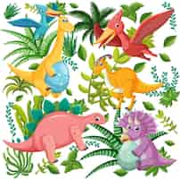 Free vector cute dinosaur seamless pattern