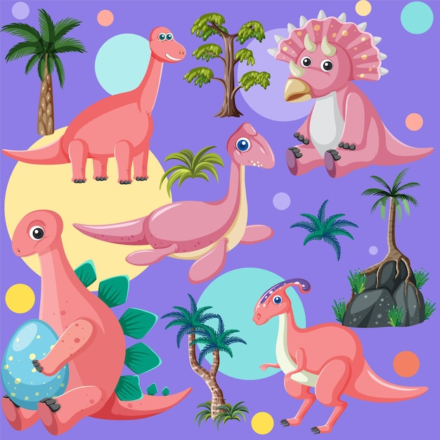 Free vector cute dinosaur seamless pattern