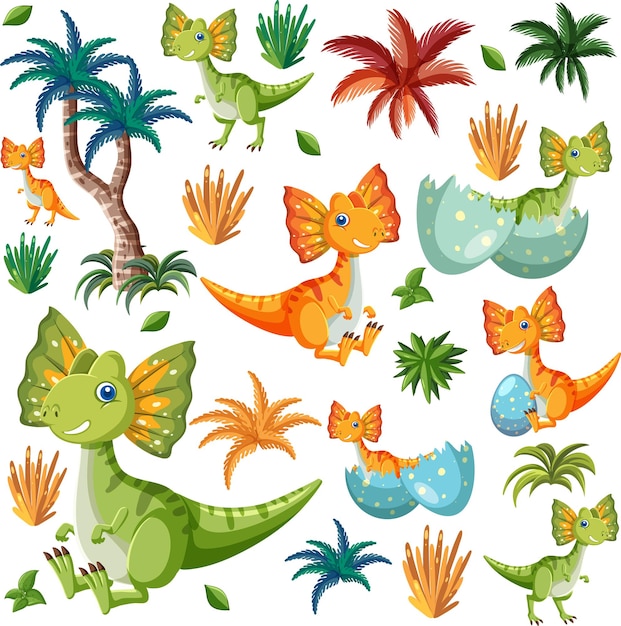 Free vector cute dinosaur seamless pattern