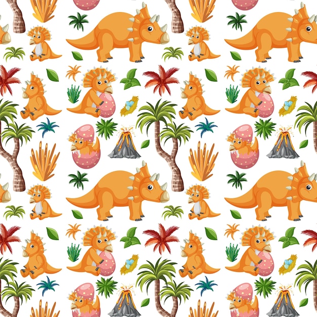 Free vector cute dinosaur seamless pattern