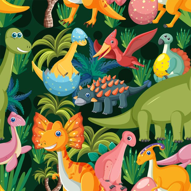 Cute dinosaur seamless pattern