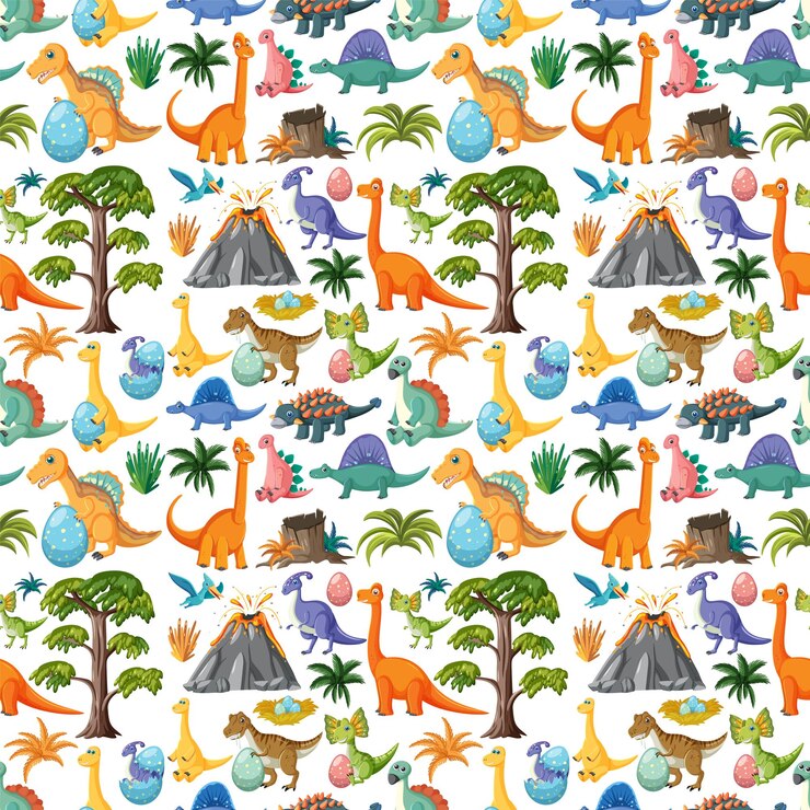 Free Vector cute dinosaur seamless pattern