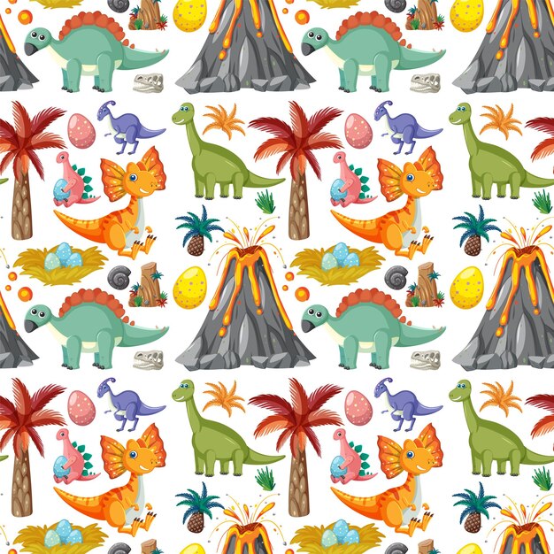 Cute dinosaur seamless pattern