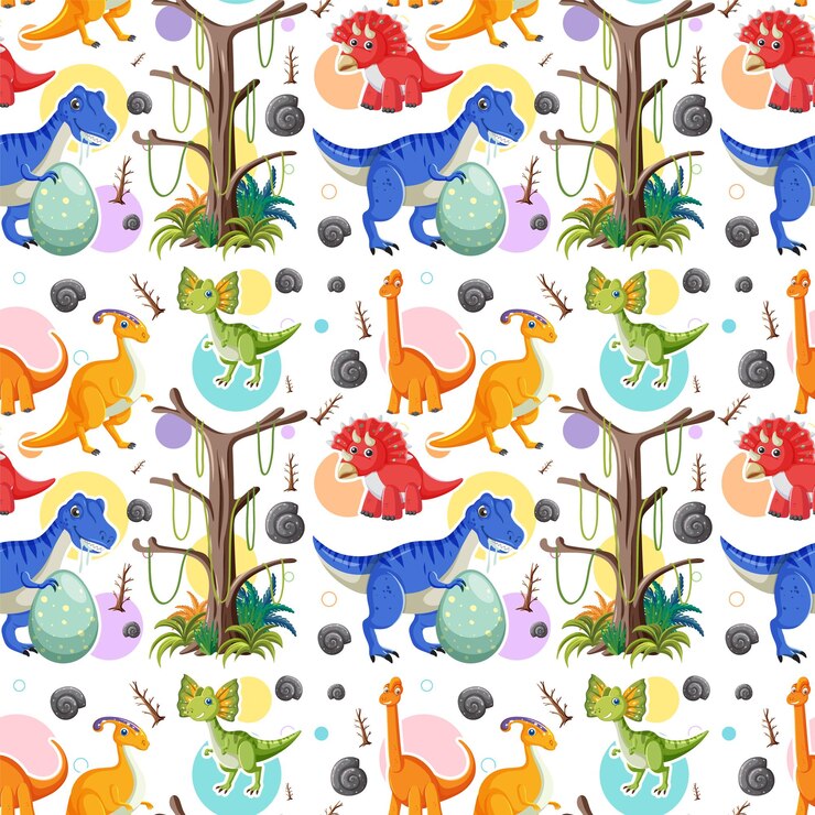 Free Vector cute dinosaur seamless pattern
