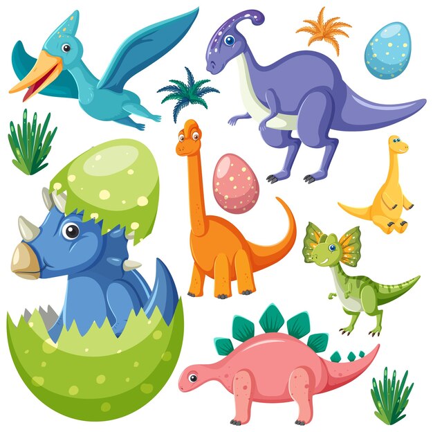 Cute little triceratops dinosaur cartoon jumping Vector Image