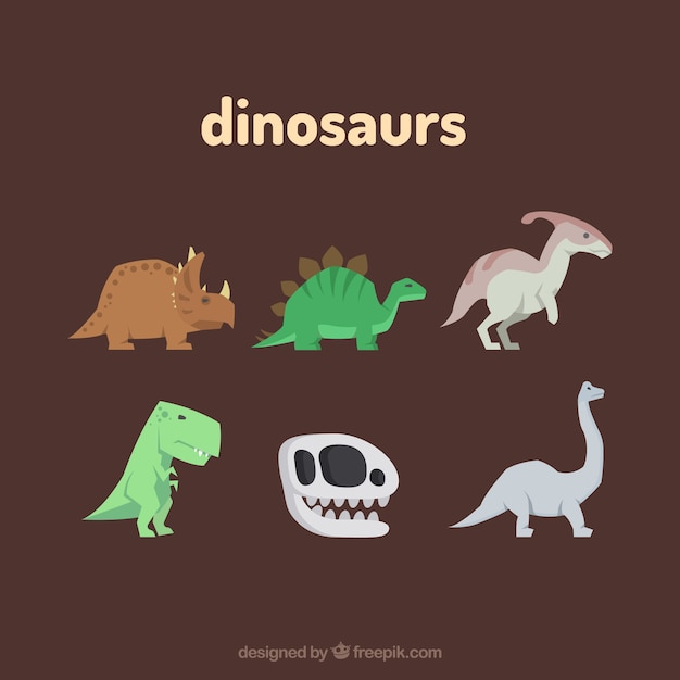 Free vector cute dinosaur set