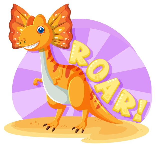 Free vector cute dinosaur with word roar