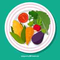 Free vector cute dish vegetarian food