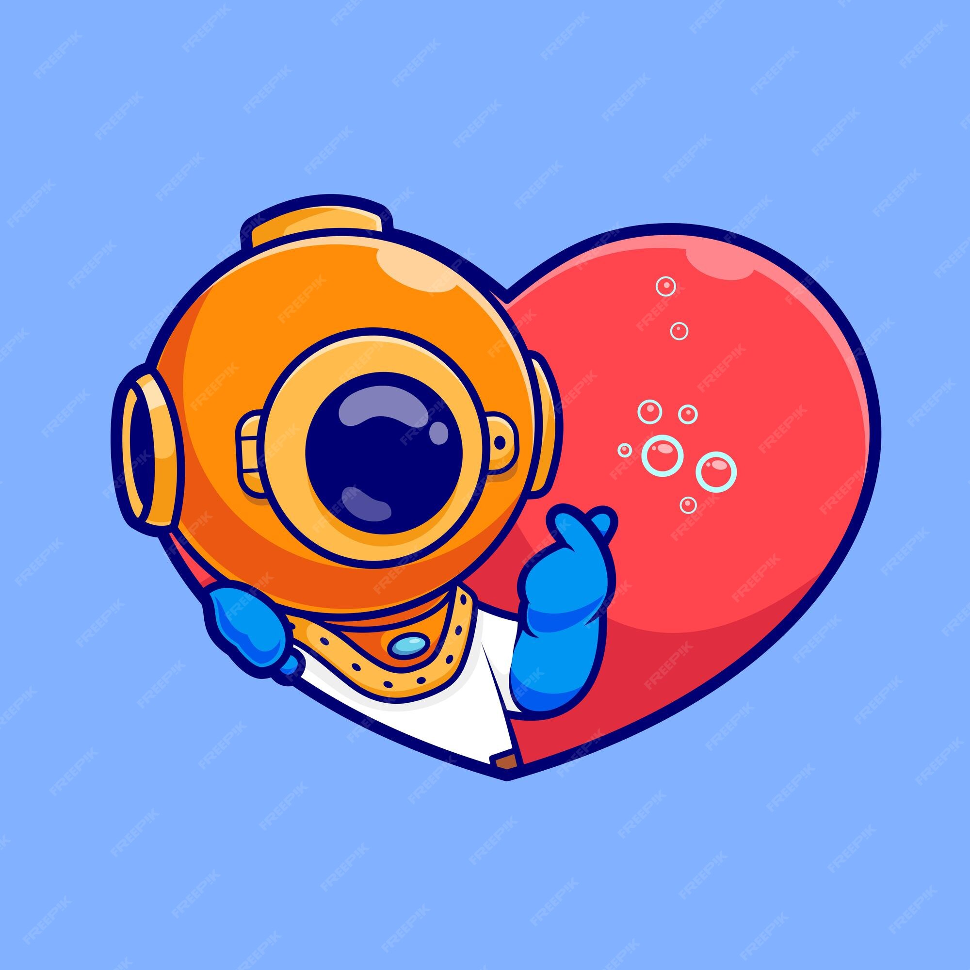 Cute Robot with heart. Cartoon Science Technology Concept Isolated