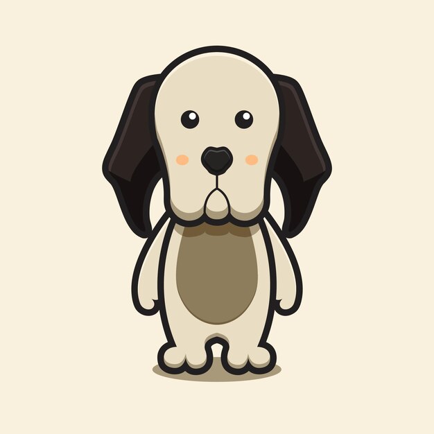 かわいい犬の動物のマスコットキャラクター漫画アイコンイラスト 分離された動物のマスコットアイコンの概念 フラット漫画スタイル プレミアムベクター