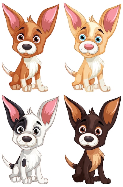 Vettore gratuito simpatico set di personaggi dei cartoni animati per cani