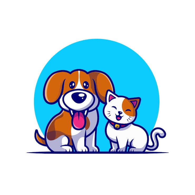 Free Vector cute dog and cat friend cartoon