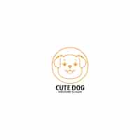 Free vector cute dog logo design line art