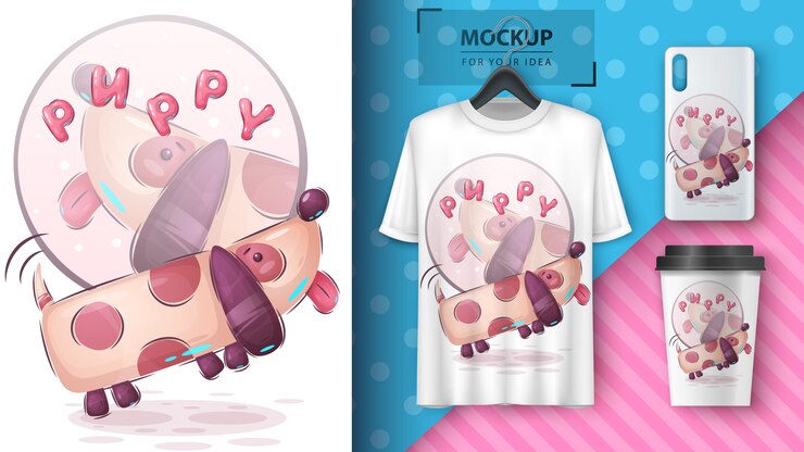 無料Vector かわいい犬-ポスターとマーチャンダイジング