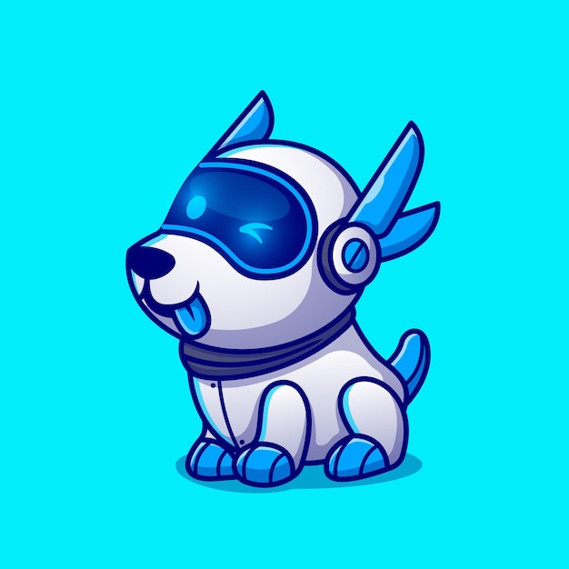 Free vector cute dog robot cartoon character. animal technology isolated.