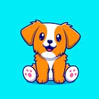 Vettore gratuito carino cane seduto cartoon icona vettore illustrazione animale natura icona concetto isolato piatto