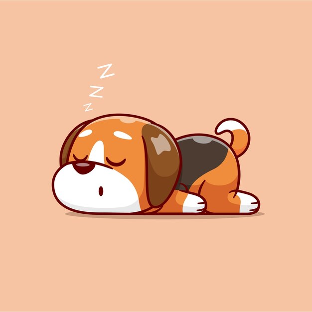 かわいい犬の睡眠漫画ベクトルアイコンイラスト。動物の性質のアイコンの概念は、プレミアムベクトルを分離しました。フラット漫画スタイル