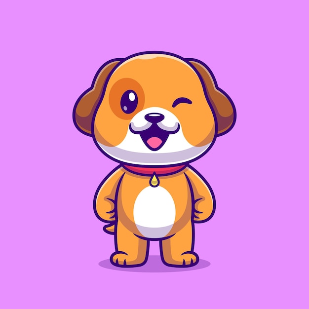 Free vector cute dog standing cartoon vector icon illustration. animal nature icon concept isolated flat cartoon