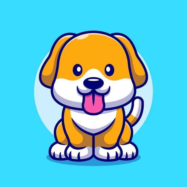 Cute Dog Sticking Her Tongue Out Cartoon Icon Illustration.