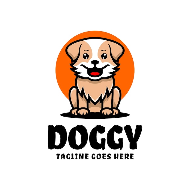 Free vector cute doggy illustration mascot logo design