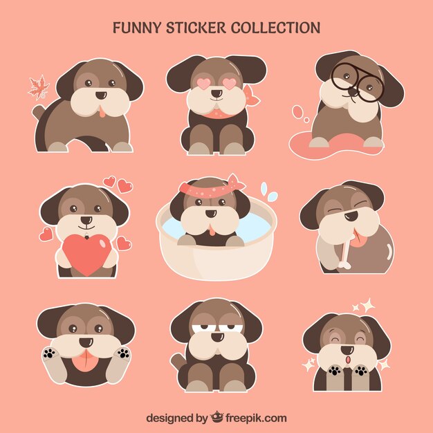 Cute doggy stickers set