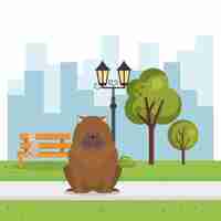 Free vector cute dogs in the park scene