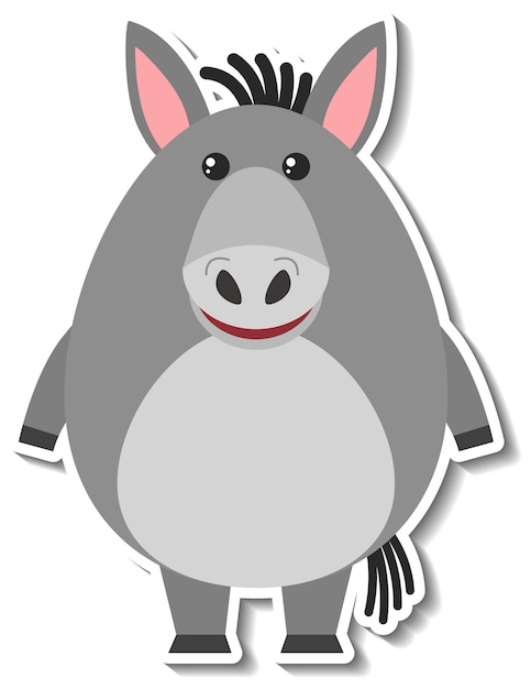 Free vector a cute donkey cartoon animal sticker