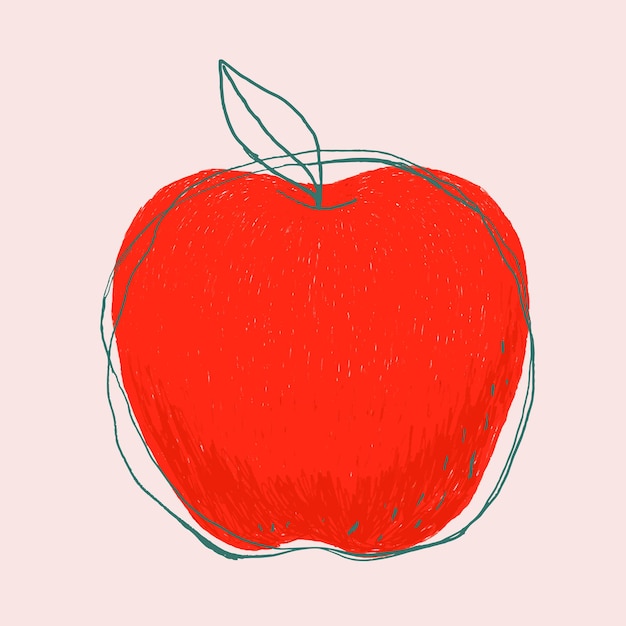 Cute doodle art apple fruit