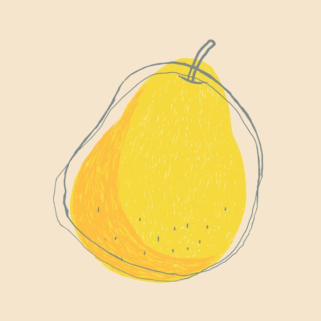Cute doodle art pear fruit