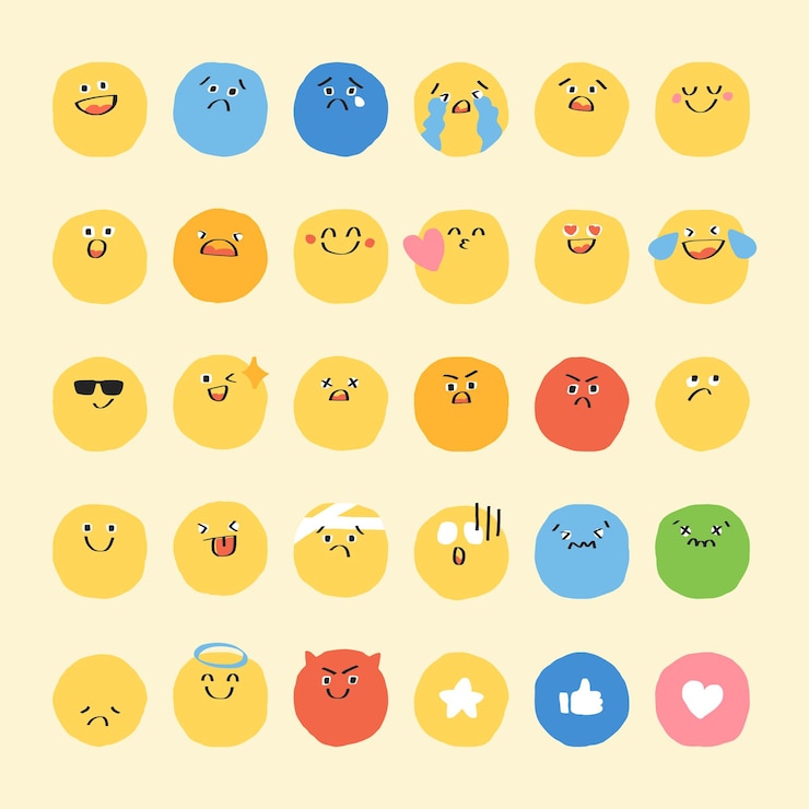 無料Vector かわいい落書き絵文字セットジャーナルステッカー