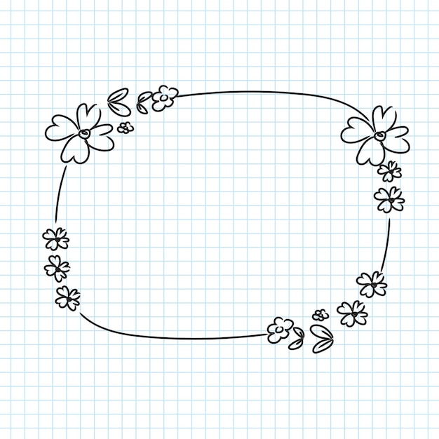 Cute doodle floral wreath vector