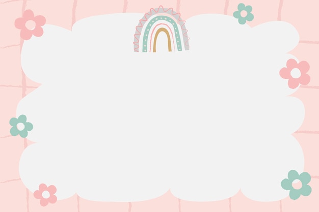 Cute doodle frame, rainbow border vector