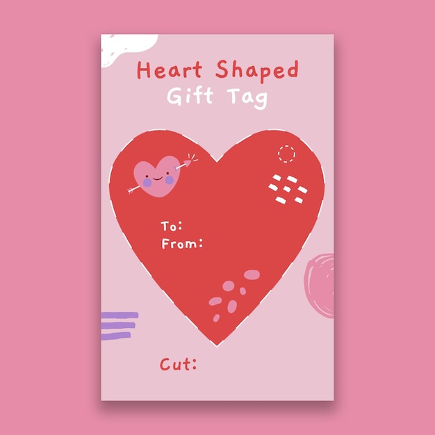 Cute Doodle Heart Shaped Gift Tag