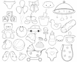 Free vector cute doodle illustration of baby nursery and newborn stuff