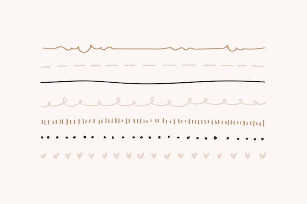 Бесплатное векторное изображение Набор милых каракули линии границы