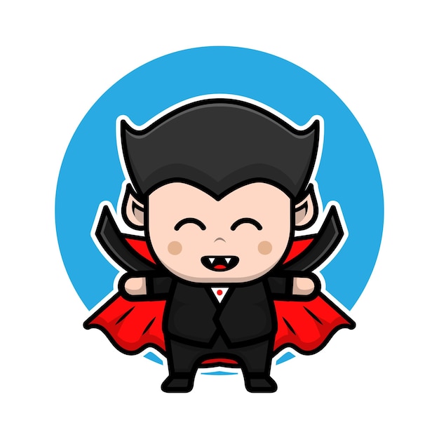 かわいいドラキュラ漫画イラストハロウィンコンセプト プレミアムベクター