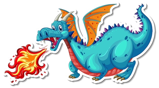 Free vector cute dragon cartoon character sticker