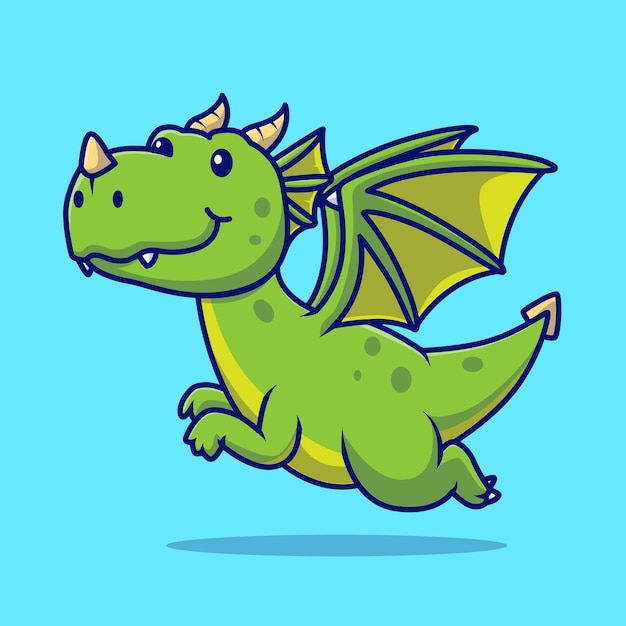 Cute dragon flying cartoon vector icon illustration animal nature icon concept isolated premium