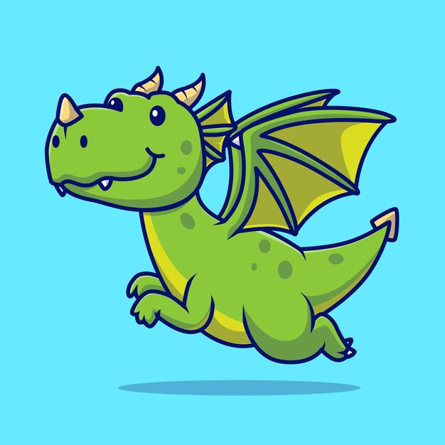 Cute Dragon Flying Cartoon Vector Icon Illustration Animal Nature Icon Concept Isolated Premium