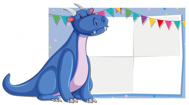 Бесплатное векторное изображение Рамка с милым драконом