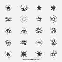 Free vector cute drawings of symbols and stars