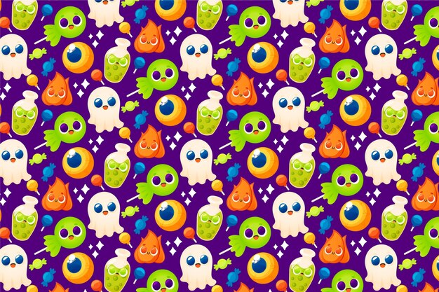 Free vector cute drawn halloween pattern