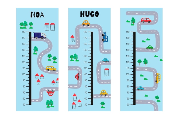 Cute drawn height meters pack illustrated