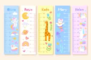 Free vector cute drawn height meters set illustrated