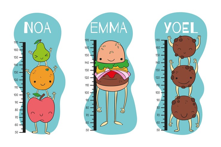 Free Vector cute drawn height meters set illustrated