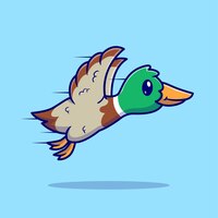 Cute duck bird flying cartoon vector icon illustration. animal nature icon concept isolated premium vector. flat cartoon style