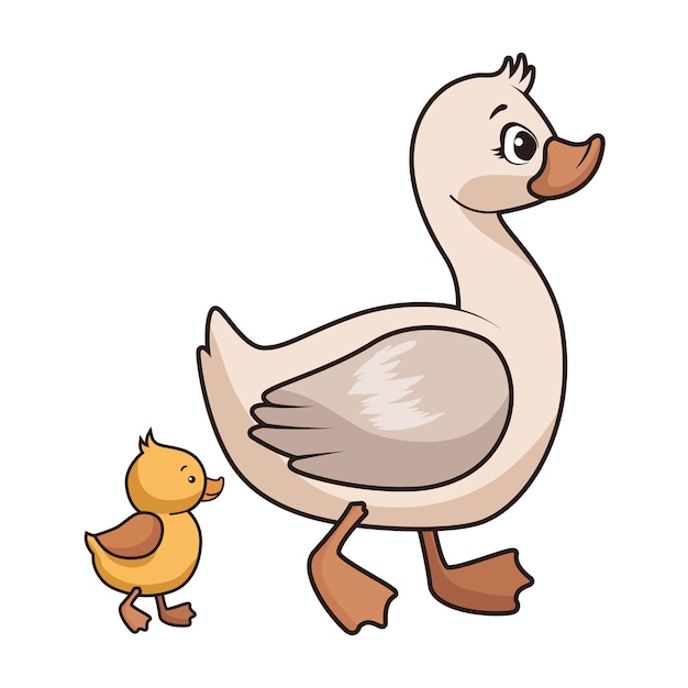 cute duck mom and baby characters